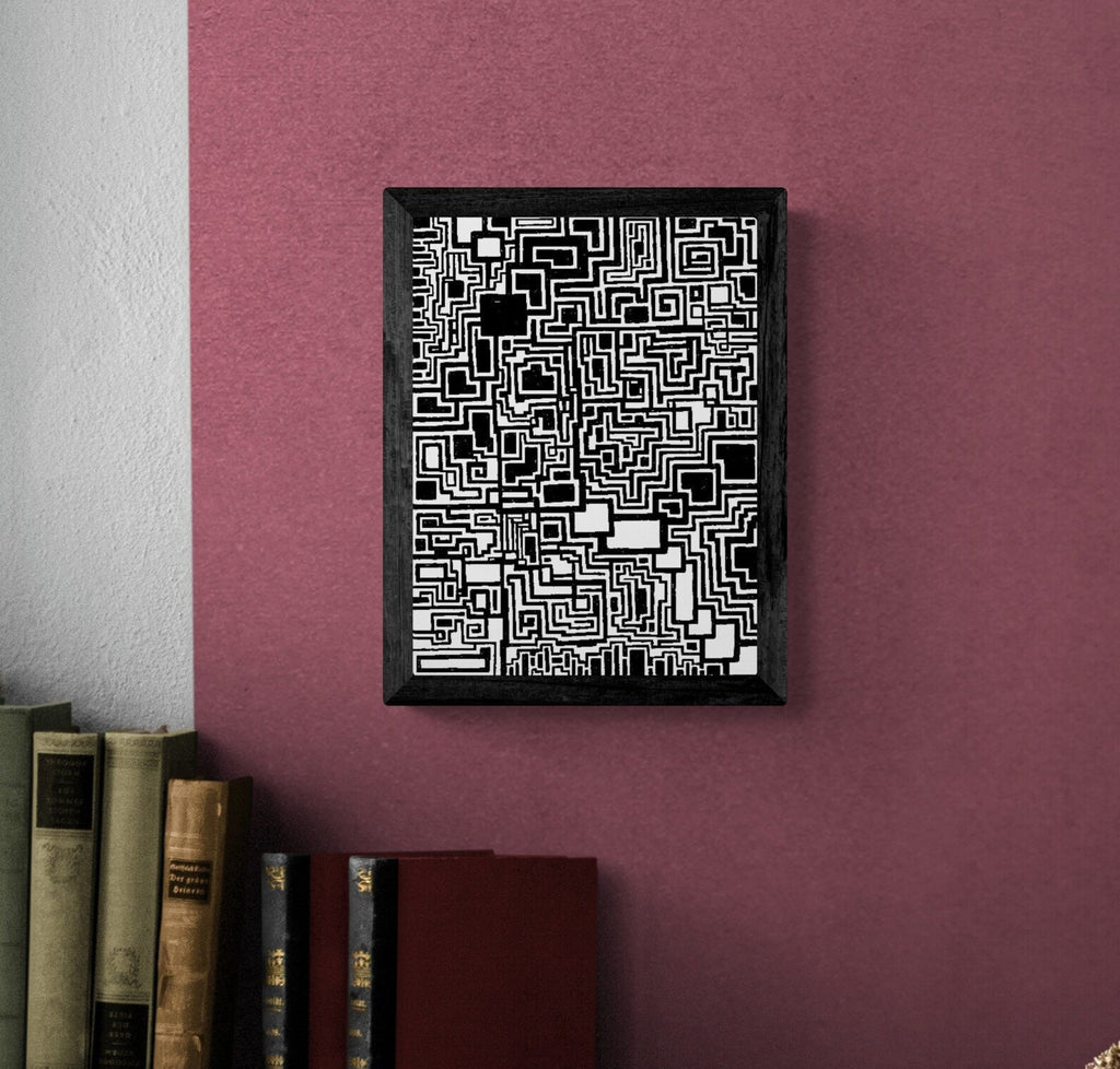 Geometric Modern Art Print | Mind Bending Monochrome Wall Art | Wacky Doodle Printable Poster Digital Download