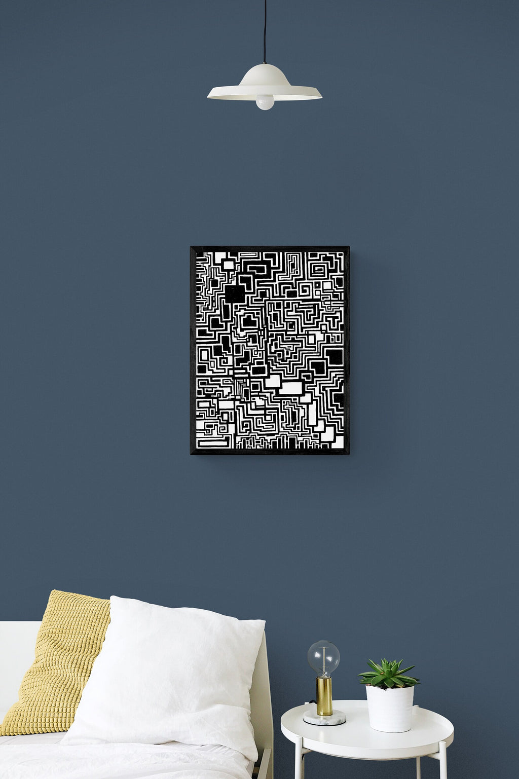 Geometric Modern Art Print | Mind Bending Monochrome Wall Art | Wacky Doodle Printable Poster Digital Download