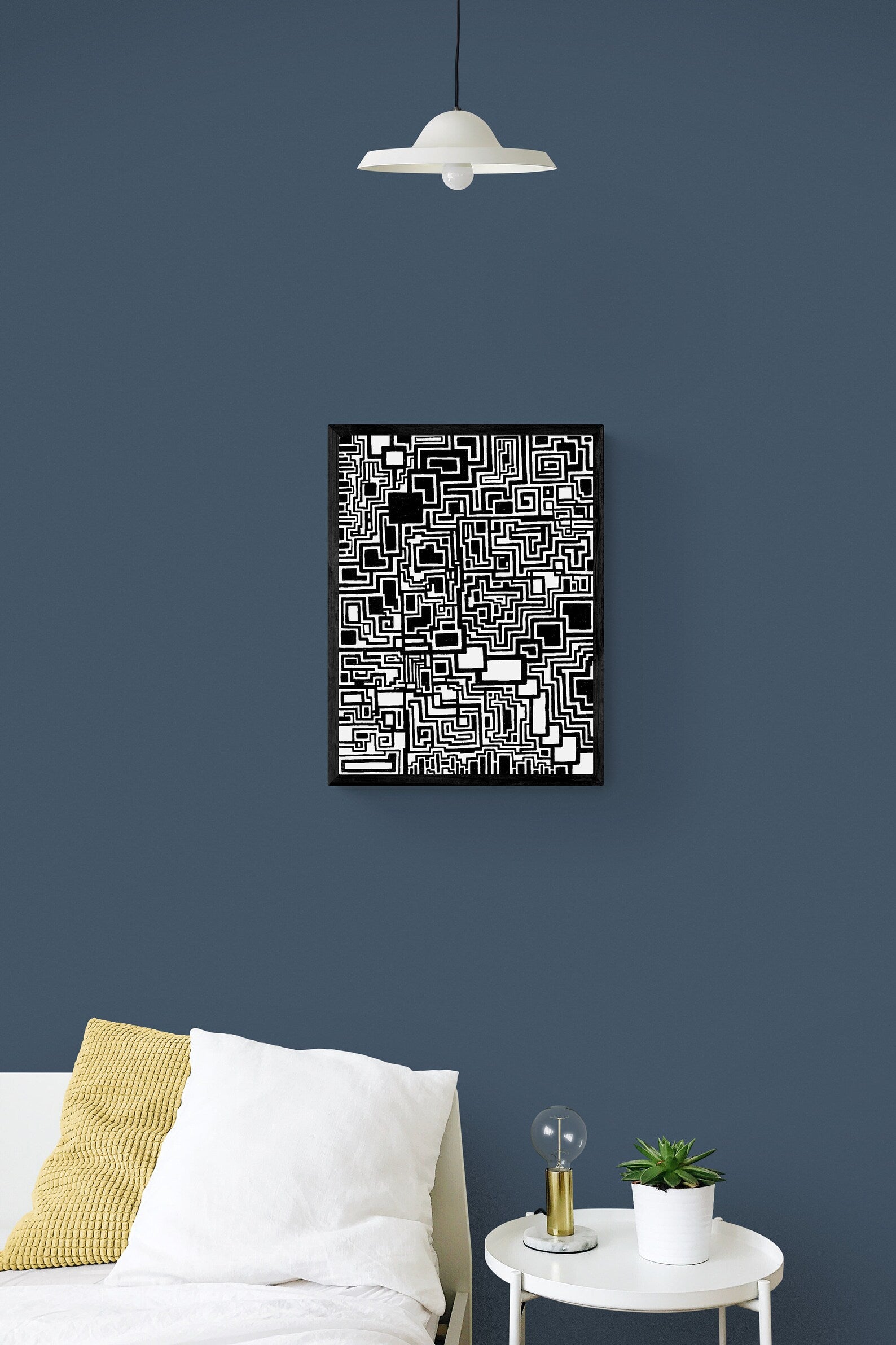 Geometric Modern Art Print | Mind Bending Monochrome Wall Art | Wacky Doodle Printable Poster Digital Download